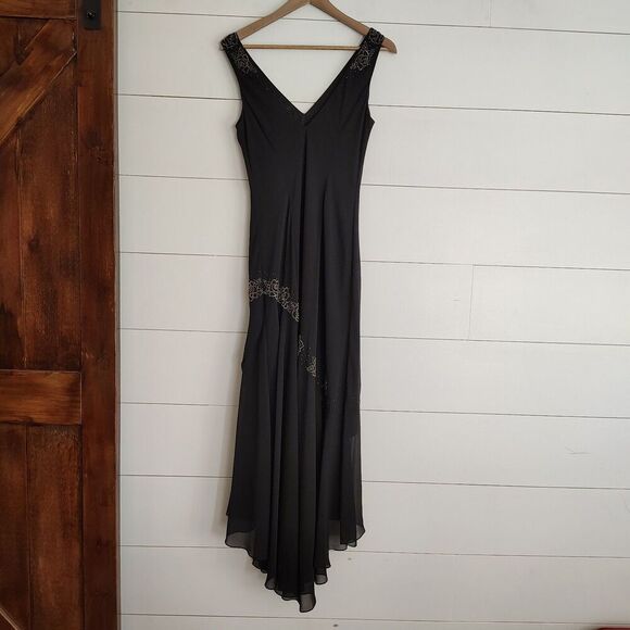 VTG Alex Evening's Y2K 90s Midi Dress Beaded Fairy Whimsigoth Asymmetrical Sz 10 - Picture 6 of 12